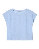 Eileen Fisher Puckered Organic Linen Stripe Ballet Neck Top