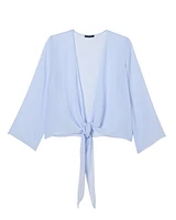 Eileen Fisher Sheer Silk Georgette Tie Jacket