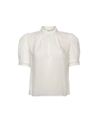 Frame Ruffle Collar Inset Lace Top