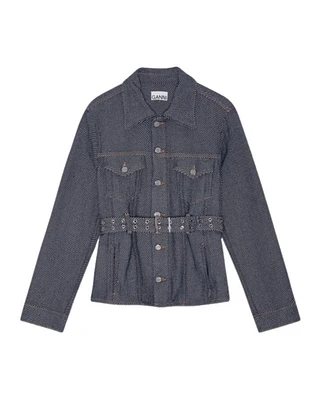 Ganni Blue Heavy Twill Denim Short Jacket
