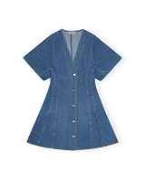 Ganni Polka Dot Denim Mini Dress