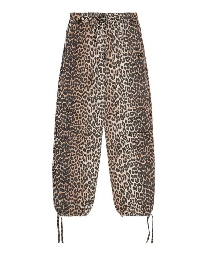 Ganni Leopard Canvas Drawstring Pants