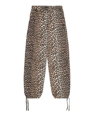 Ganni Leopard Canvas Drawstring Pants