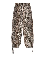 Ganni Leopard Canvas Drawstring Pants