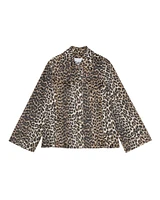 Ganni Leopard Print Denim Jacket