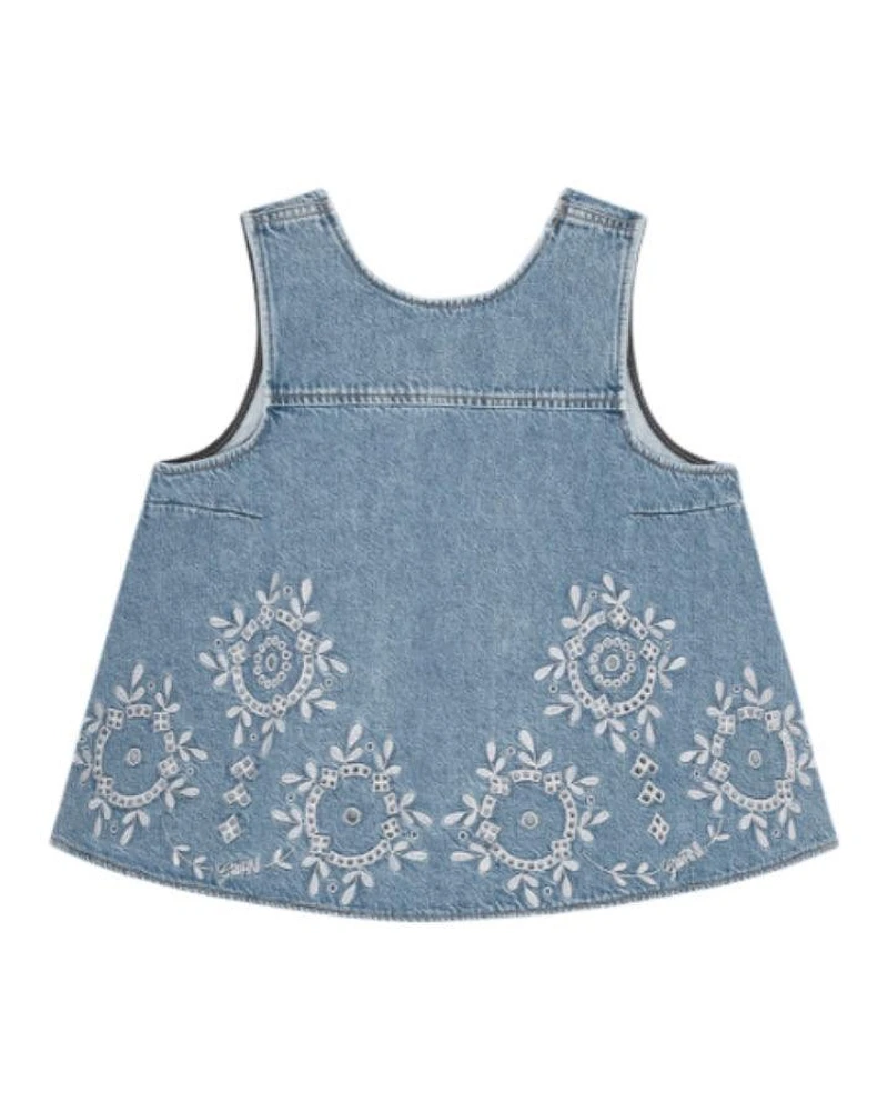 Ganni Broderie Anglaise Denim Top