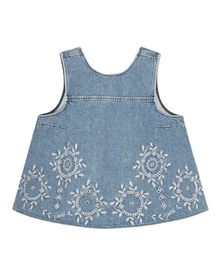 Ganni Broderie Anglaise Denim Top