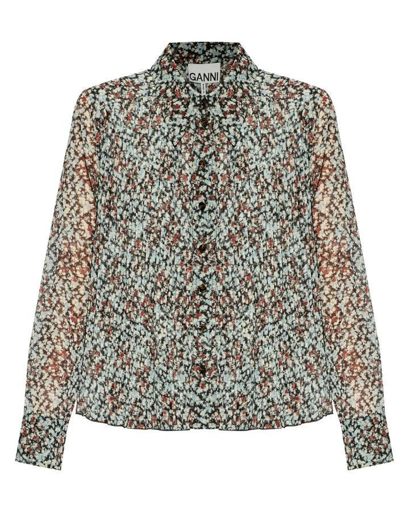 Ganni Pleated Georgette Shirt