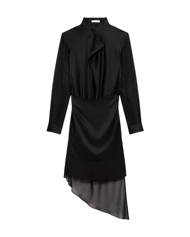 Helmut Lang Scarf Sheer Silk Shirt Dress