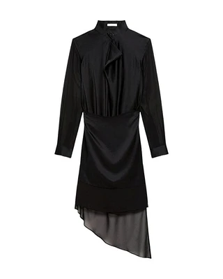 Helmut Lang Scarf Sheer Silk Shirt Dress