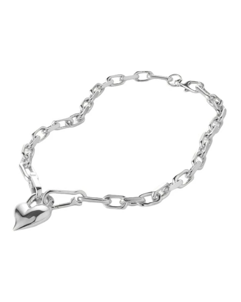 Jenny Bird Silver Padlock Heart Pendant Necklace