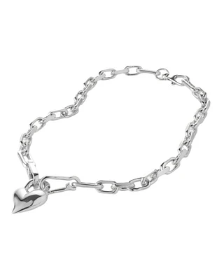 Jenny Bird Silver Padlock Heart Pendant Necklace