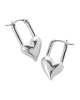 Jenny Bird Silver Padlock Heart Huggie Earrings