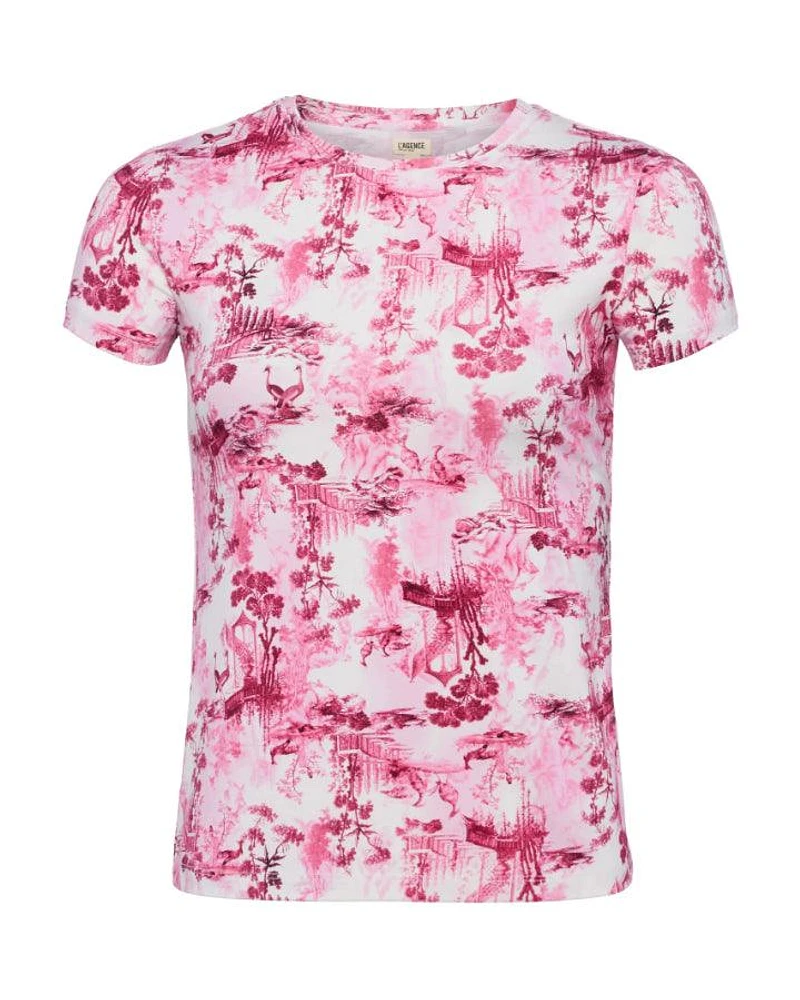 L'Agence Ressi White Pink Porcelain Toile Tee