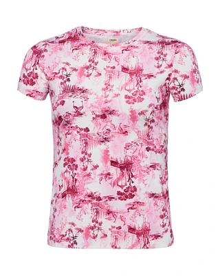 L'Agence Ressi White Pink Porcelain Toile Tee