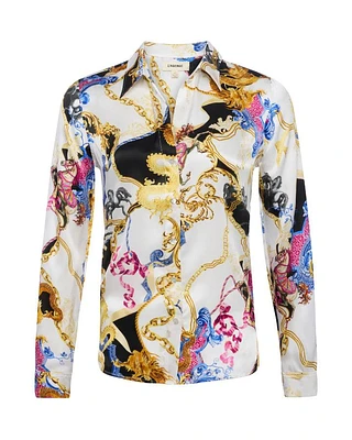 L'Agence Renaissance Print Silk Blouse