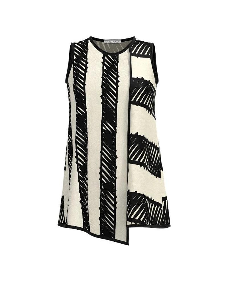 Luukaa Tratto Asymmetrical Doodle Striped Tank Top