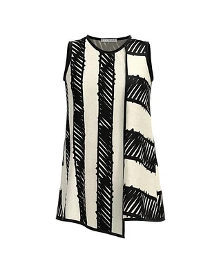 Luukaa Tratto Asymmetrical Doodle Striped Tank Top