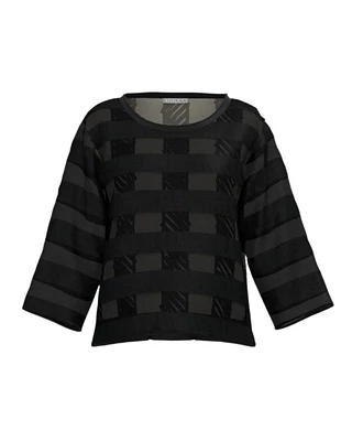Luukaa Segno Striped Doodle Mesh Top
