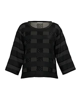 Luukaa Segno Striped Doodle Mesh Top
