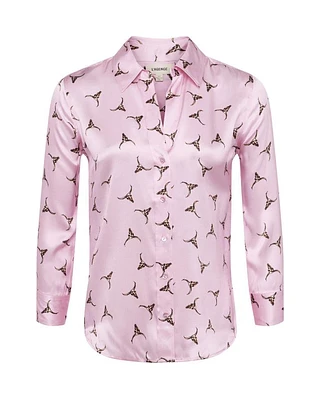 L'Agence Dani BullsHead Print Silk Blouse
