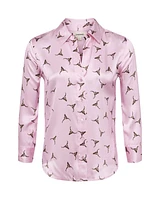 L'Agence Dani BullsHead Print Silk Blouse