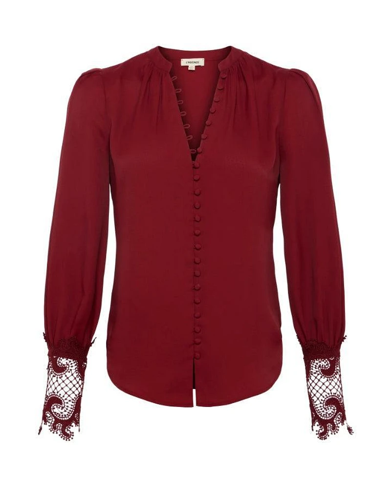L'Agence Ava Lace Cuff Blouse