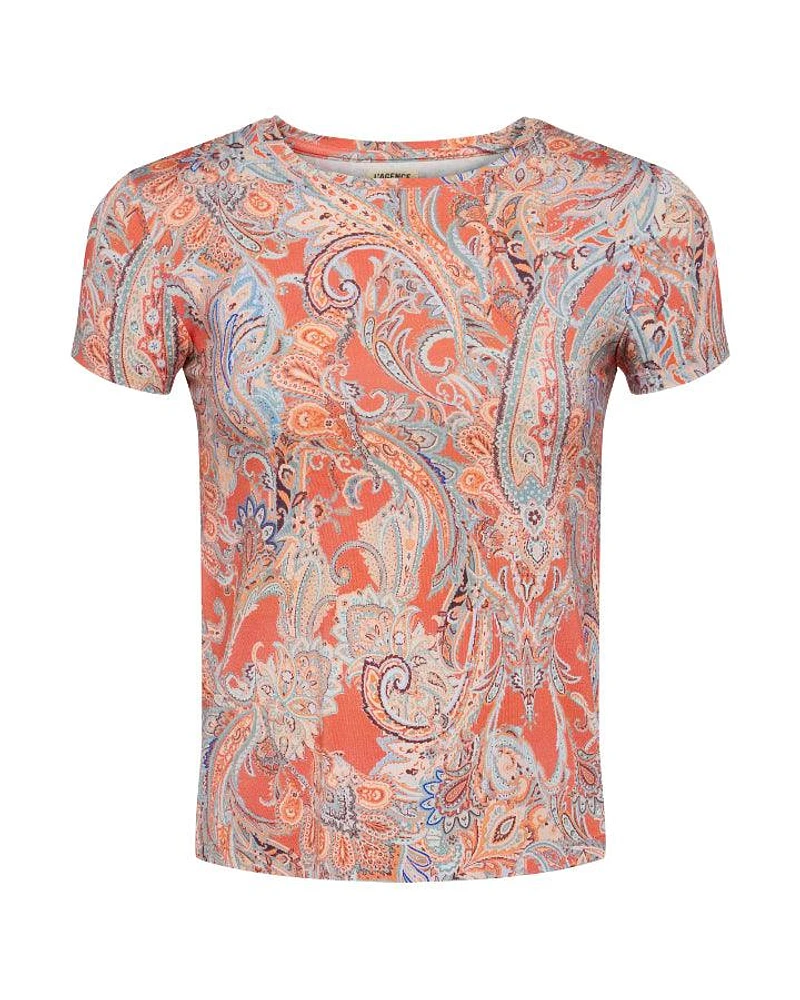 L'Agence Ressi Orange Paisley Tee