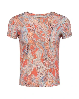 L'Agence Ressi Orange Paisley Tee