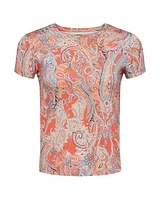 L'Agence Ressi Orange Paisley Tee