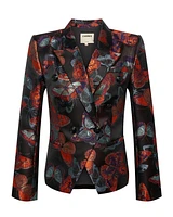L'Agence Marie Butterfly Jacquard Double Breasted Blazer