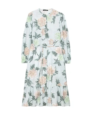 Luisa Cerano Linen Blend Floral Midi Dress