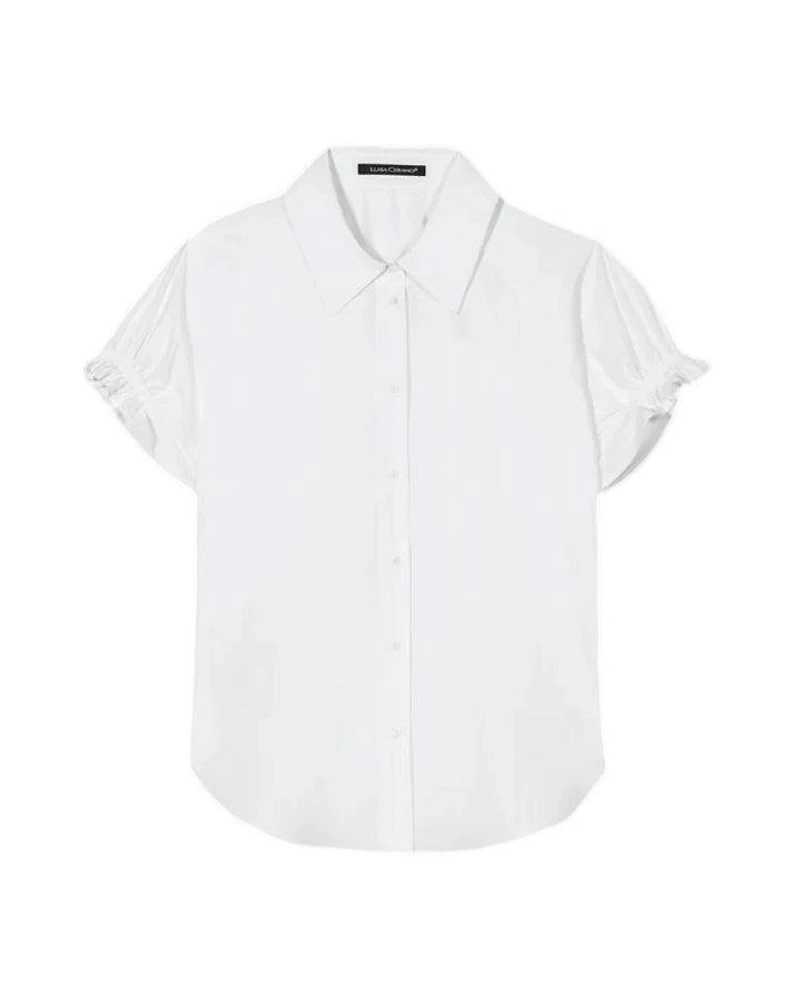 Luisa Cerano Gathered Cap Sleeve Blouse