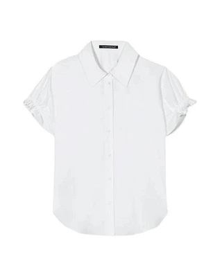 Luisa Cerano Gathered Cap Sleeve Blouse