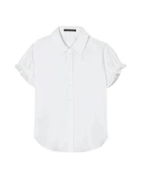 Luisa Cerano Gathered Cap Sleeve Blouse
