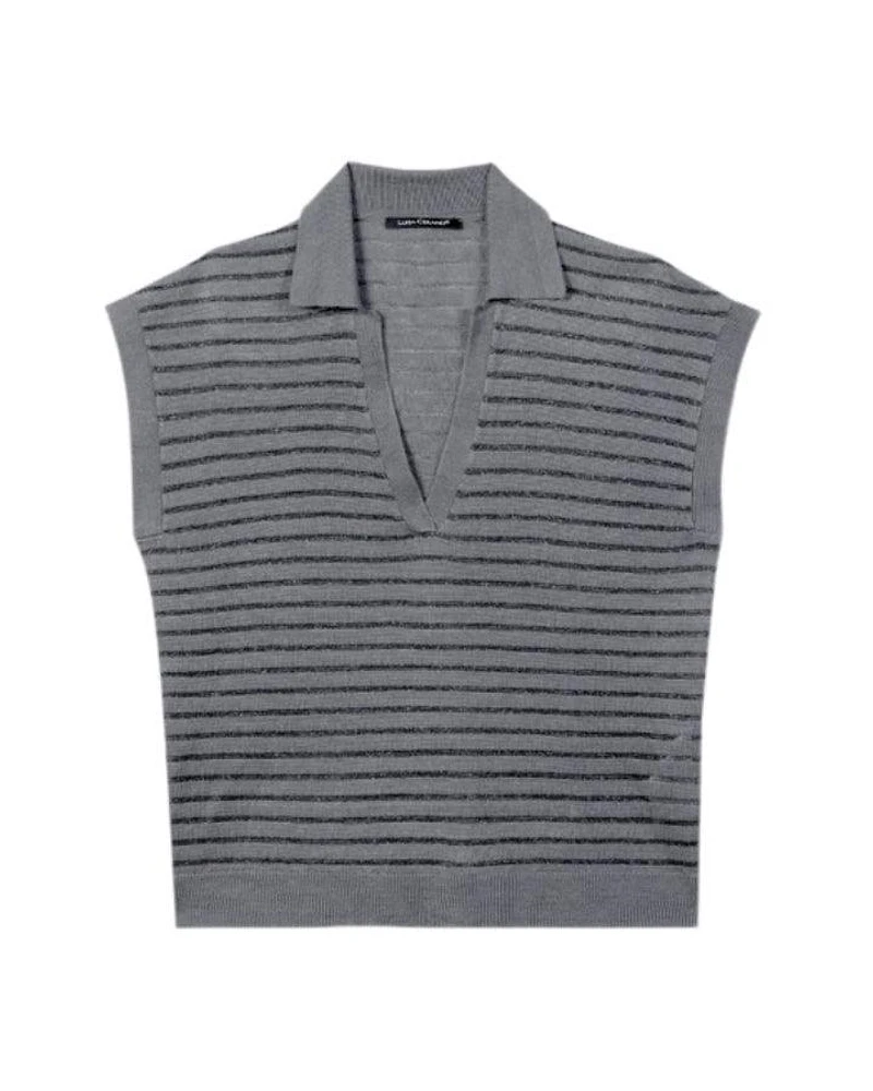 Luisa Cerano Linen Lurex Stripe Polo