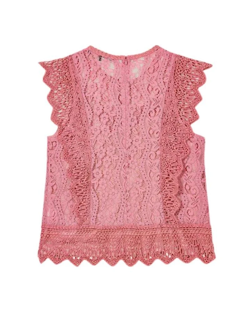 Luisa Cerano Elaborate Sleeveless Lace Top