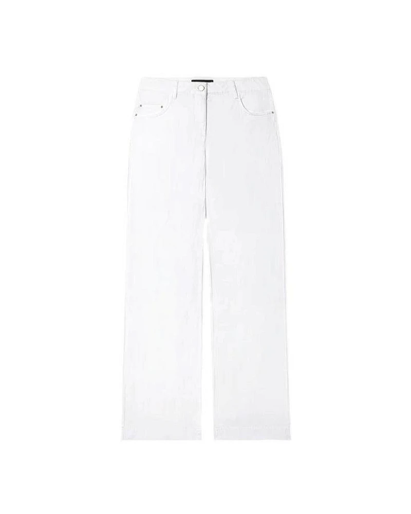 Luisa Cerano White Straight Wide Leg Stretch Jeans