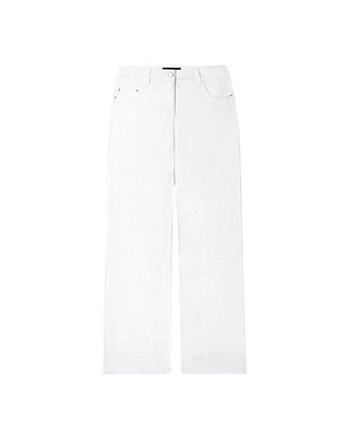 Luisa Cerano White Straight Wide Leg Stretch Jeans
