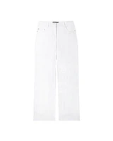 Luisa Cerano White Straight Wide Leg Stretch Jeans
