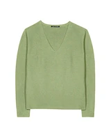 Luisa Cerano Cotton Knit V-Neck Sweater Easy Green