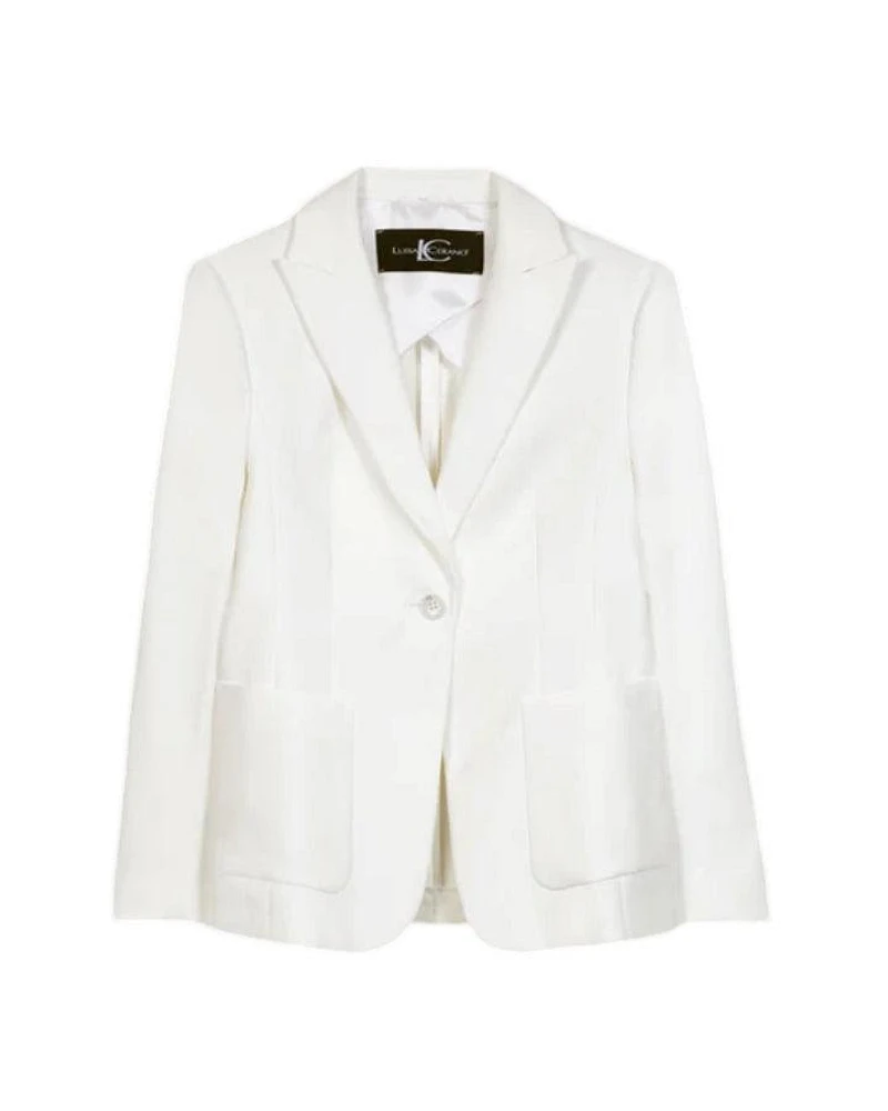 Luisa Cerano Gaberdine Stretch One Button Blazer