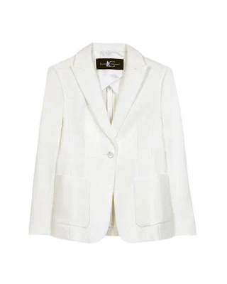 Luisa Cerano Gaberdine Stretch One Button Blazer