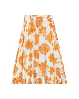 Luisa Cerano Peachy Floral Linen Skirt