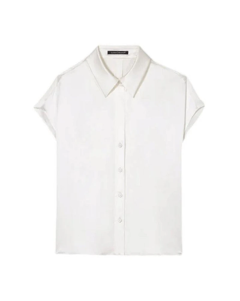 Luisa Cerano Satin Cap Sleeve Blouse