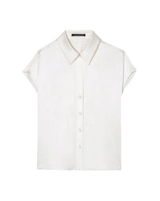 Luisa Cerano Satin Cap Sleeve Blouse