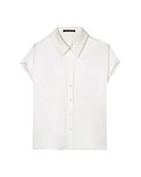 Luisa Cerano Satin Cap Sleeve Blouse