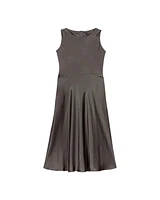 Luisa Cerano Shiny Satin Sleeveless Midi Dress
