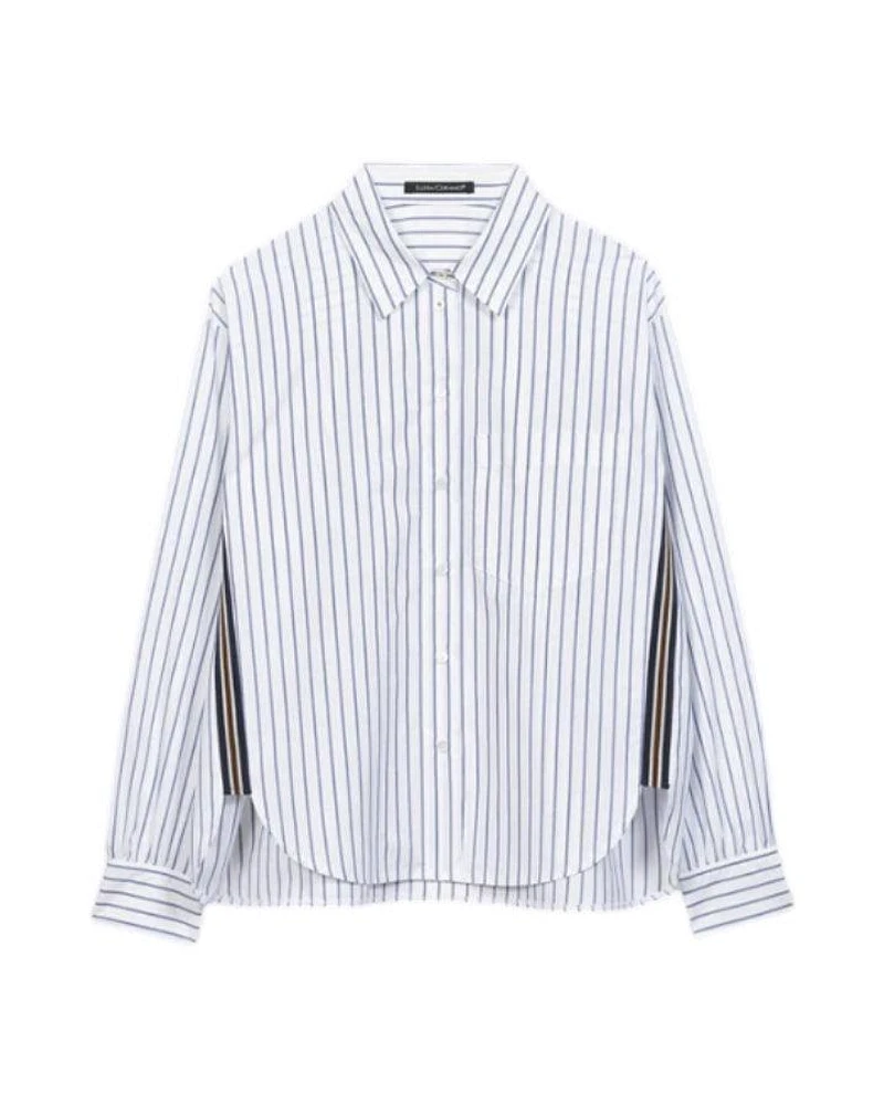 Luisa Cerano Striped Shirt Blouse With Taping