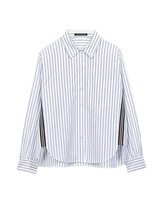 Luisa Cerano Striped Shirt Blouse With Taping